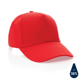 Impact 5 panel 280gr recycled katoenen cap met AWARE™ tracer, rood