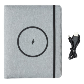 A5 notitieboek omslag met draadloze oplader, grijs
