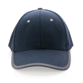 Impact AWARE ™ 6 panel cap van geborsteld katoen met bies, donkerblauw