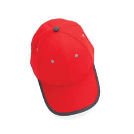 Impact AWARE ™ 6 panel cap van geborsteld katoen met bies, rood