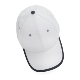 Impact AWARE ™ 6 panel cap van geborsteld katoen met bies, wit