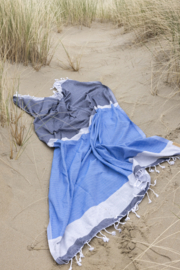 Tweepersoons hammam handdoek - Summer Blanket Unique - Blue Navy Light Grey