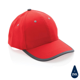 Impact AWARE ™ 6 panel cap van geborsteld katoen met bies, rood