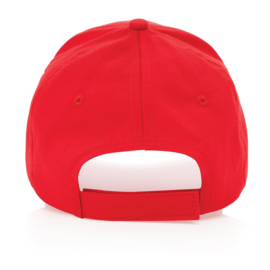 Impact 5 panel 190gr gerecycled katoenen cap, AWARE™ tracer, rood