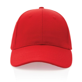 Impact 6 panel 280gr gerecycled katoenen cap, AWARE™ tracer, rood