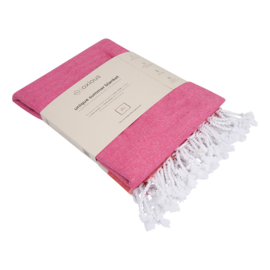 Tweepersoons hammam handdoek - Summer Blanket Unique - Red Fuchsia Beige