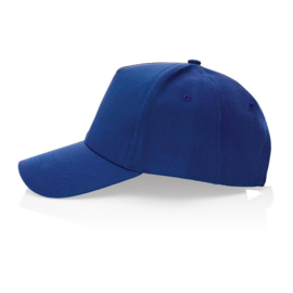 Impact 5 panel 280gr recycled katoenen cap met AWARE™ tracer, blauw