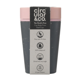 Circular&Co Recycled Coffee Cup 227 ml koffiebeker, Zwart & Roze