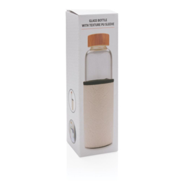 Glazen fles met PU sleeve, wit