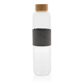 Impact borosilicaat glazen fles met bamboe deksel