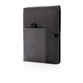 Kyoto notitieboek met 5W draadloze oplader, zwart