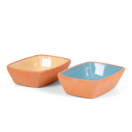 Senza terracotta schaaltjes rechthoek blauw geel