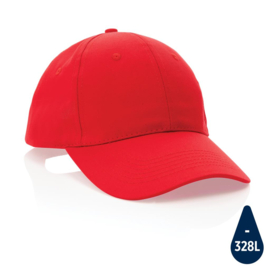 Impact 6 panel 190gr gerecycled katoenen cap, AWARE™ tracer, rood