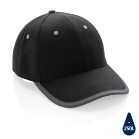 Impact AWARE ™ 6 panel cap van geborsteld katoen met bies, zwart