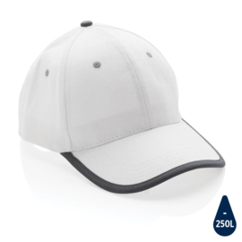 Impact AWARE ™ 6 panel cap van geborsteld katoen met bies, wit