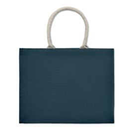 Jute tas met katoenen hengsels, blauw