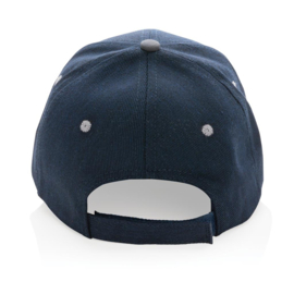 Impact AWARE ™ 6 panel cap van geborsteld katoen met bies, donkerblauw