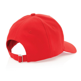 Impact 5 panel 280gr recycled katoenen cap met AWARE™ tracer, rood