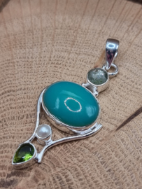 Echt zilveren hanger met Chrysopraat