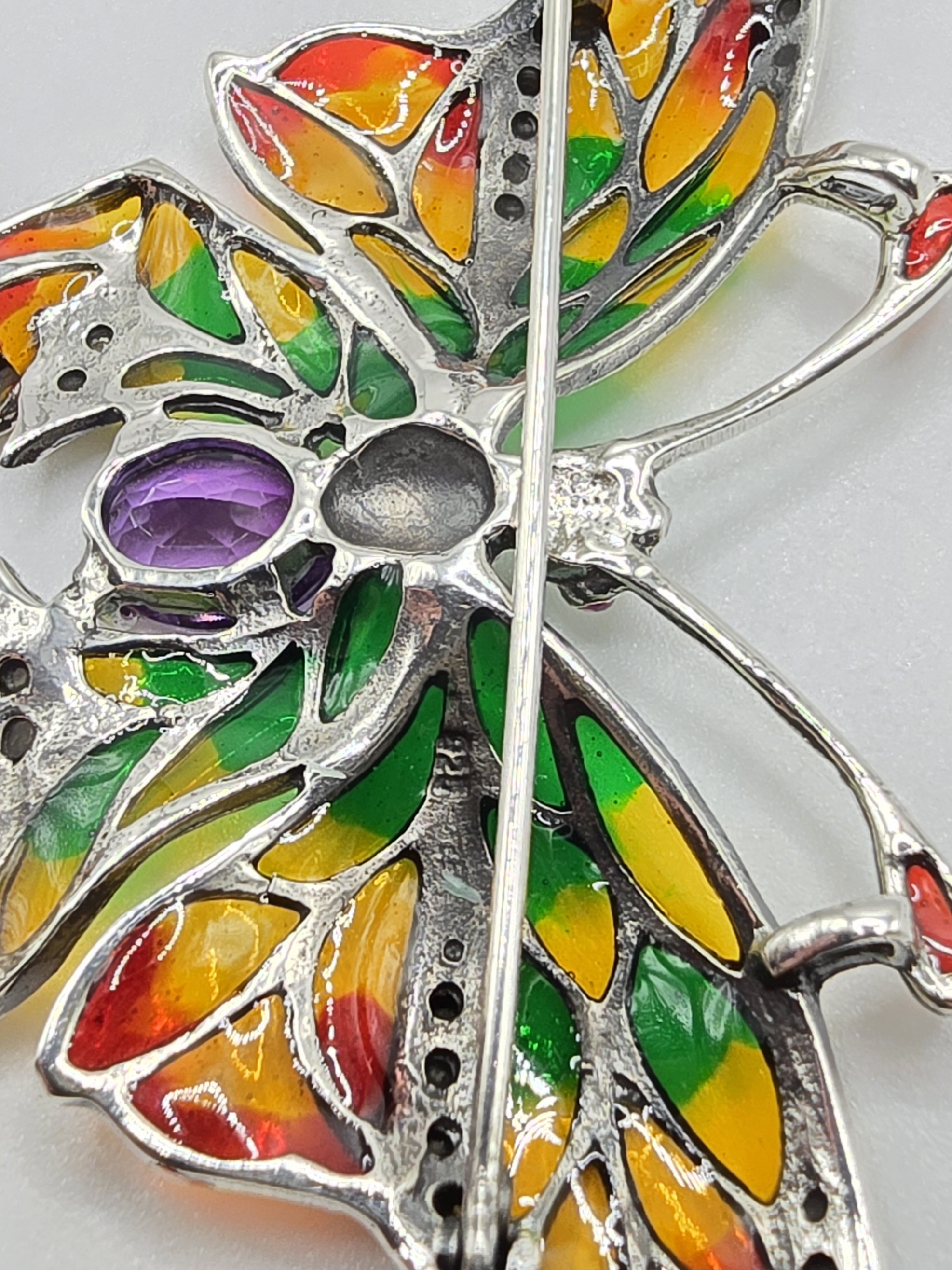 925 zilveren broche, met Amethist