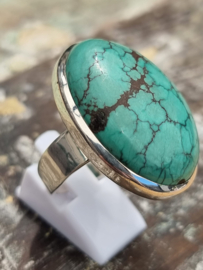Echt zilveren ring met Turquoise maat 21