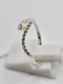 Echt zilveren dames ring Maat 17 met zirconia