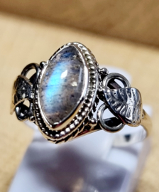 Echt zilveren ring met Labradoriet maat 16.5 mm