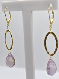 Echt zilveren oorbellen met Amethist goud plating