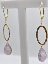 Echt zilveren oorbellen met Amethist goud plating