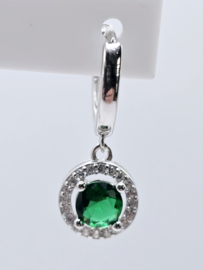 Zirkonia set, silver/green. rond. MDZ2