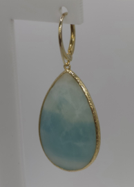 Echt zilveren oorbellen met Amazoniet, goud plating