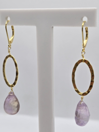 Echt zilveren oorbellen met Amethist goud plating