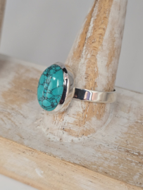 Echt zilveren ring met Turquoise maat 17