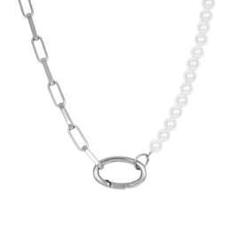 Ketting Square Chain Pearl zilver