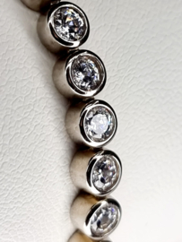 New Bling, Prachtige echt zilveren tennis armband, 4 mm. Zirkonia. 100 facet.