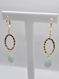 Echt zilveren oorbellen met Amazoniet goud plating