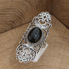 ring echt zilver met zwarte onyx. Maat 18.5