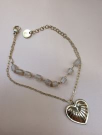 Biba Lief en Joliet armband, stainless steel, goud.