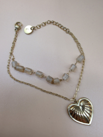 Biba Lief en Joliet armband, stainless steel, goud.