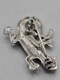 925 zilveren broche, met Robijn.