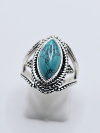 Echt zilveren ring met Turquoise maat 17