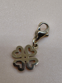 RVS charm. Klaver. Goud.