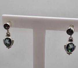 Echt zilveren oorbellen, Mystic Topaas