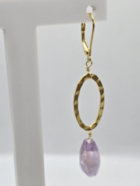 Echt zilveren oorbellen met Amethist goud plating