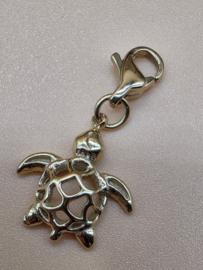 RVS charm, schildpad, open. Goud.