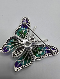 925 zilveren broche, met Robijn en Maansteen