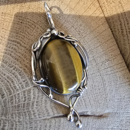 Echt zilveren hanger met Tijgeroog, een uniek stuk!!