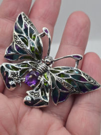 925 zilveren broche, met Amethist
