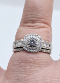 Echt zilveren ring  set met Zirkonia Silver Maat 17  MDZ14
