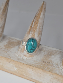 Echt zilveren ring met Turquoise maat 17